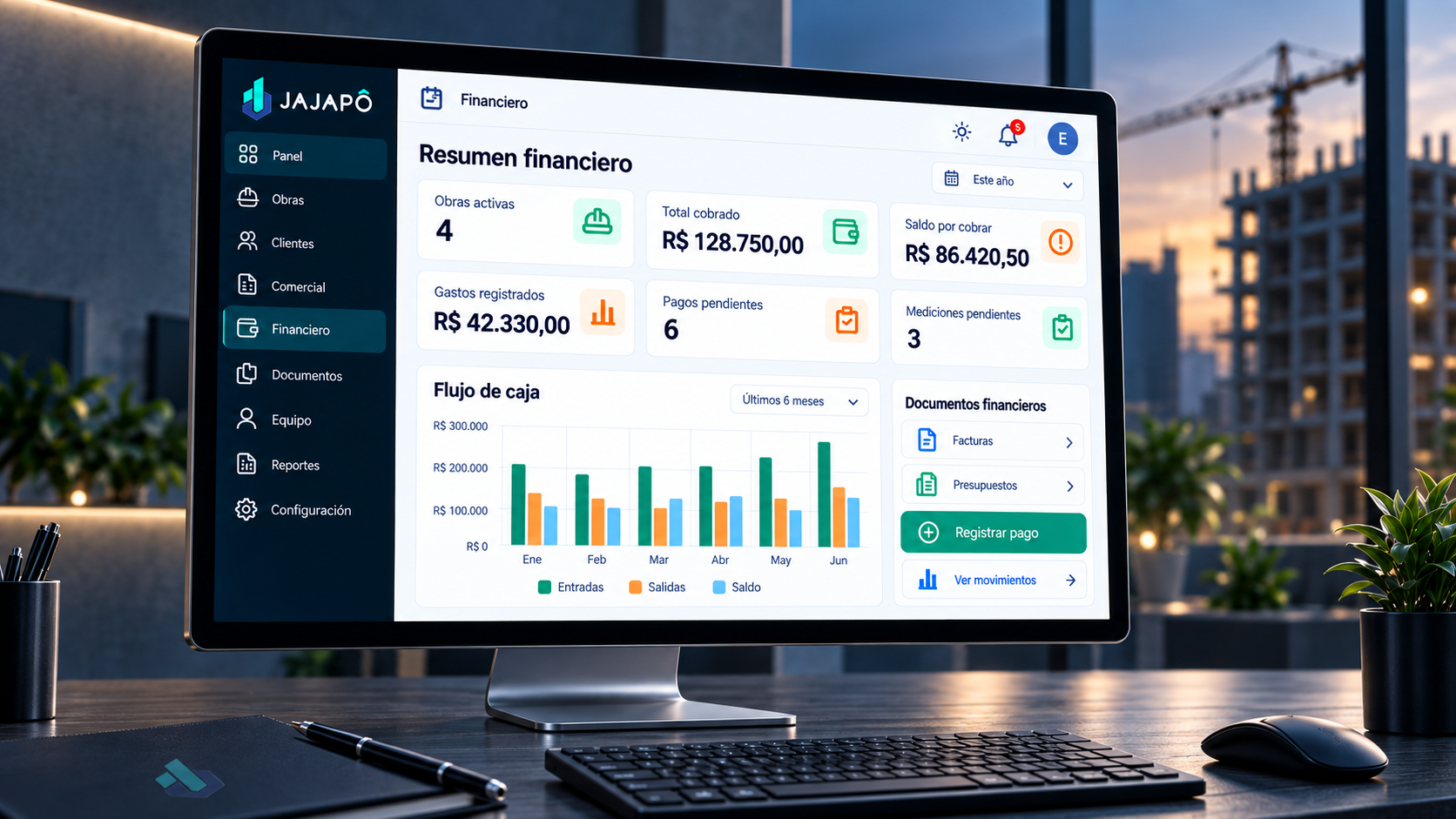 Dashboard financeiro do JAJAPÔ